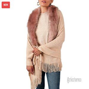 Faux Fur Shawl Poncho Wrap One Size Fits Most Winter Outerwear Cape